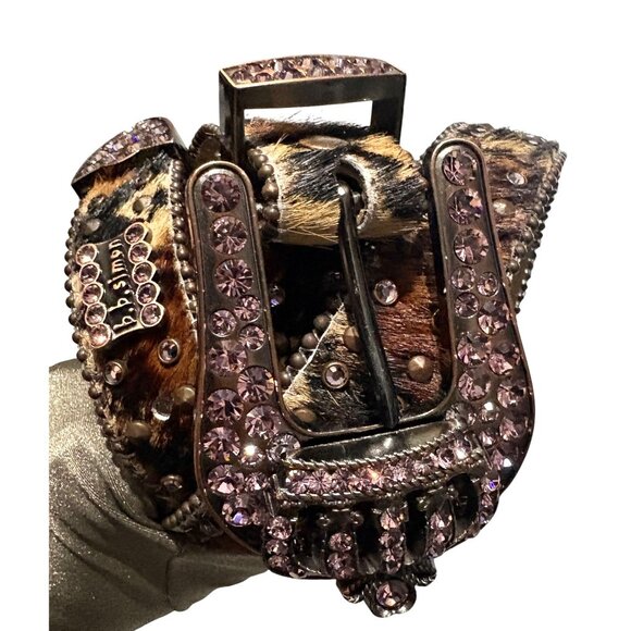 B.B. Simon Divinity Belt Crystal Crown Collection in Leopard main image 7